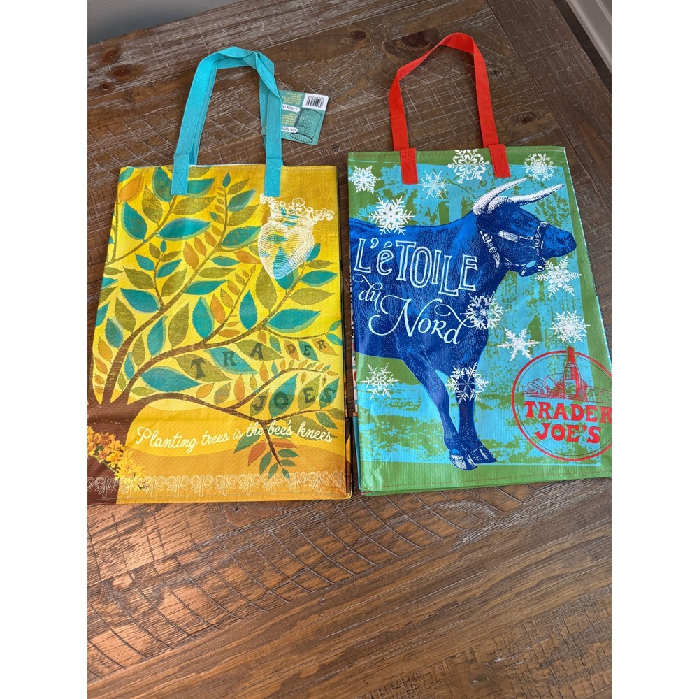 NWT Trader Joe's Reusable Grocery Bag Minnesota Red Boot & Botanical Corn Tj's
